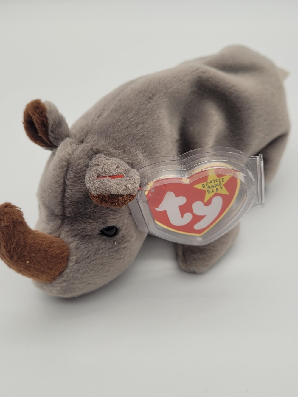 TY Beanie Baby Gray Rhino 'Spike' Plush Toy - Soft Collectible 1996